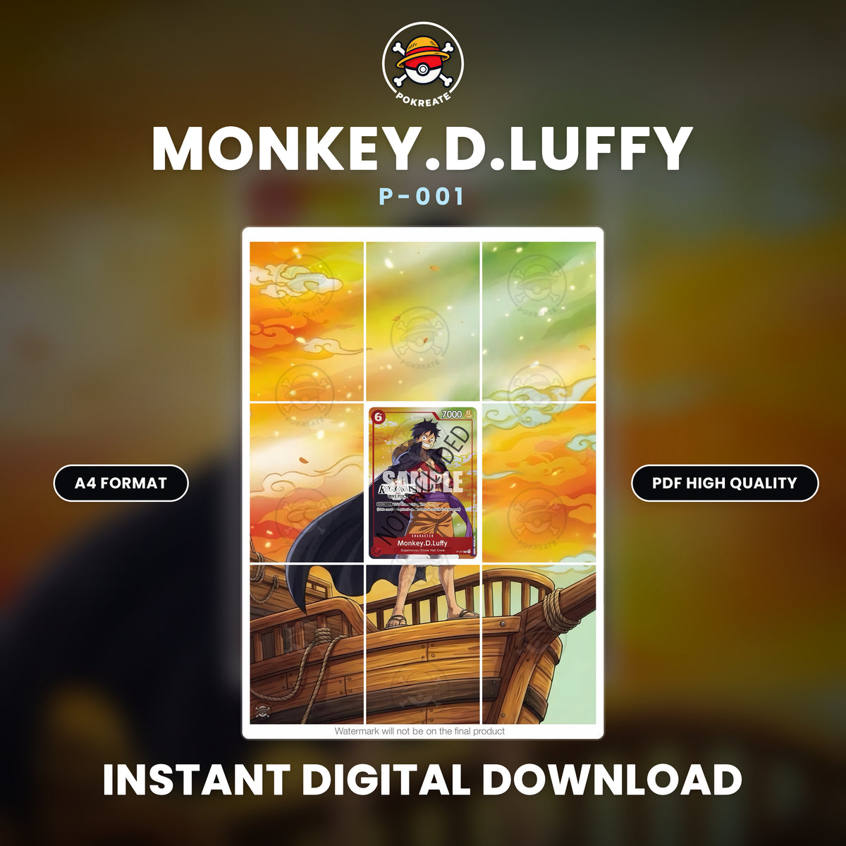 Printable Extended Artwork • One Piece • Luffy P-001 - V2