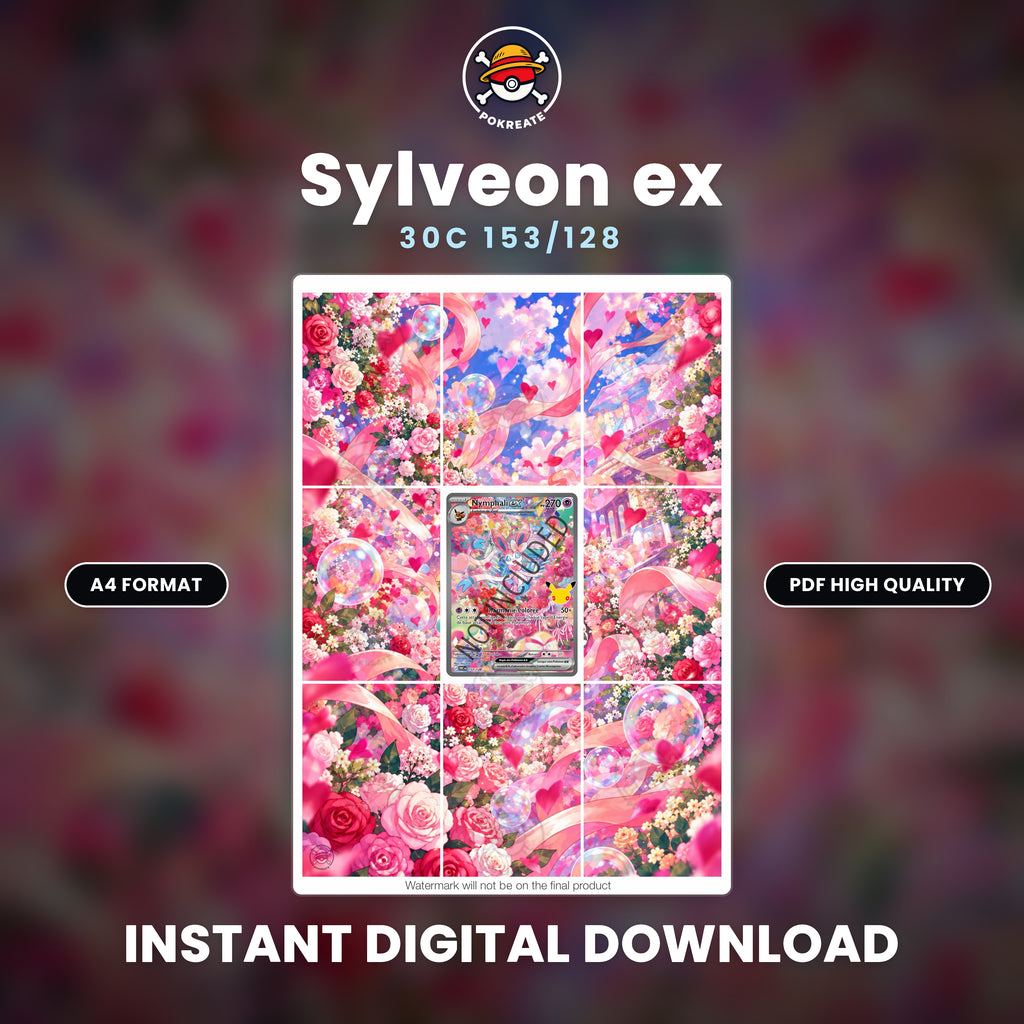 Printable Extended Artwork • Pokémon • Sylveon Alt. 153/128 - 30th Anniversary