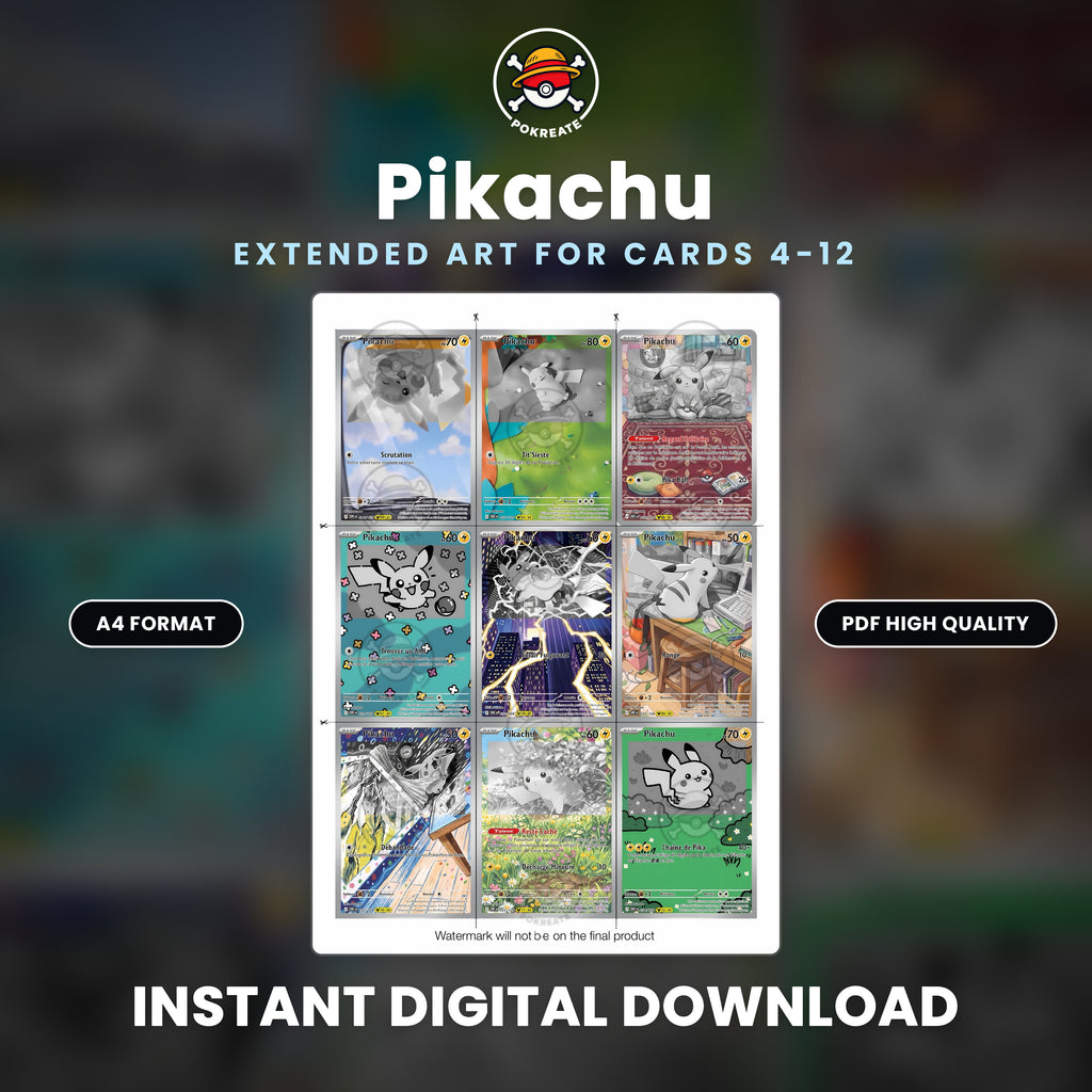 Printable Extended Artwork • Pokémon • 30th Anniversary Pikachu cards - Pack of 30 extended art cards