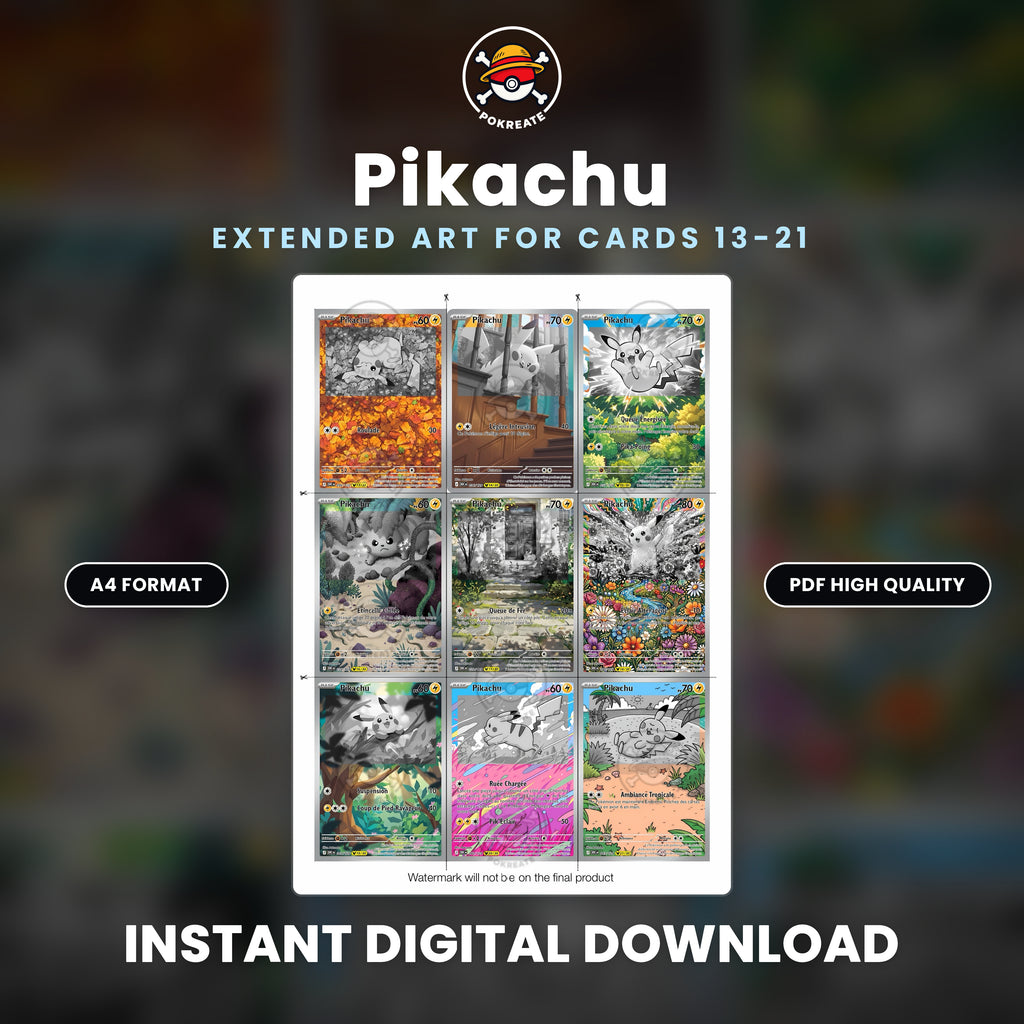 Printable Extended Artwork • Pokémon • 30th Anniversary Pikachu cards - Pack of 30 extended art cards